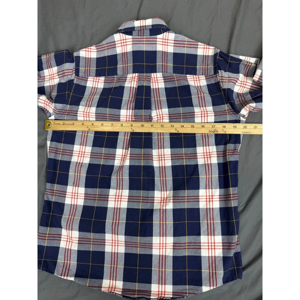 Brooks Brothers Red Fleece Youth Large Plaid Button Down Shirt Blue Red White
